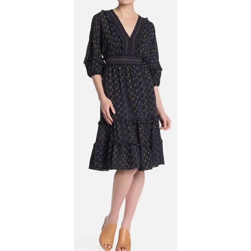 Max Studio V neck floral boho dress